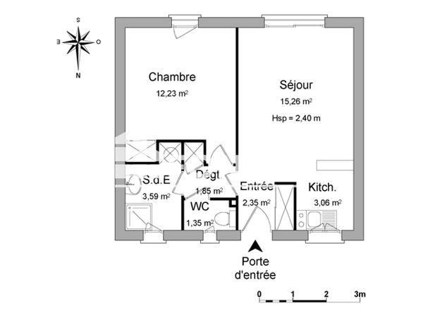 Location Appartement meublé 2 pièces 39.69 m² - 201 RUE DES COUREILLES La Rochelle 17000