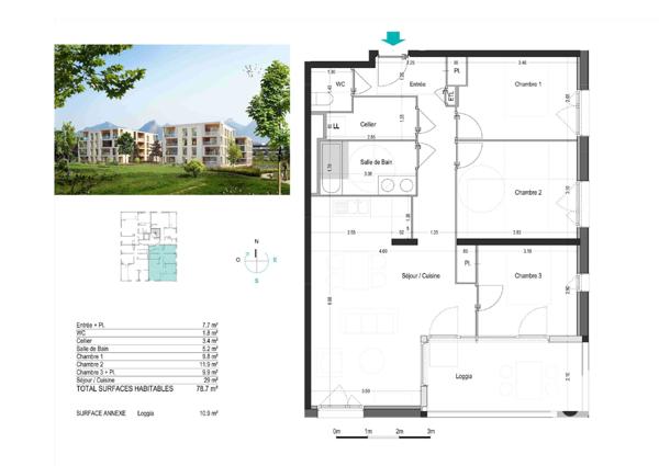 Appartement à vendre 4 pièces 78 m² Seyssins