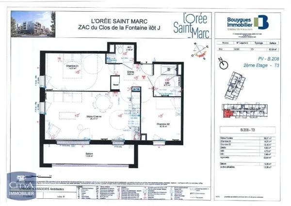 Appartement à louer 3 pièces 63.47m² Orléans (45000)