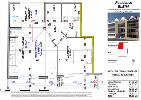 A VENDRE APPARTEMENT T2 NEUF AU 1er ETAGE AU GOSIER A 300m DE LA PLAGE