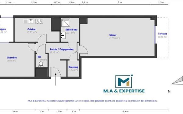 Appartement à vendre    2 pièces • 43,57 m2 Golfe Juan - Vallauris