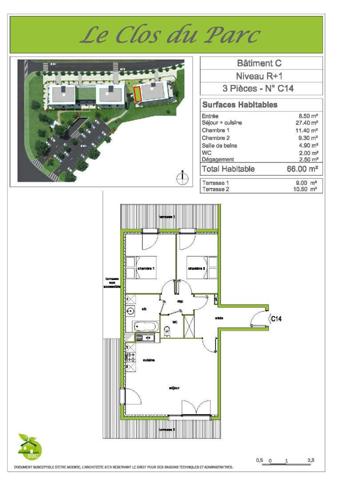 Appartement 3 pièces 66 m²
