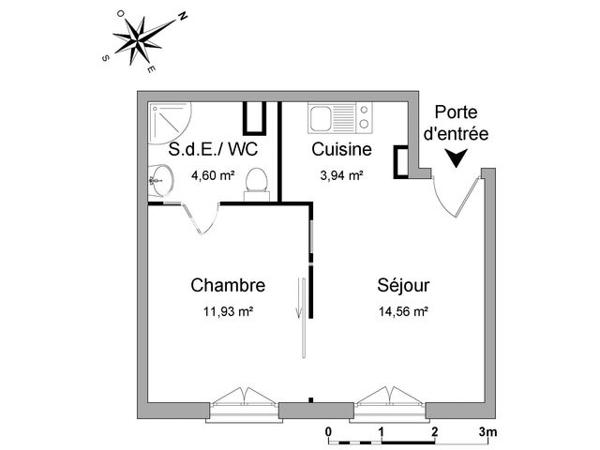 Location Appartement 2 pièces 35.03 m² - LES HAUTS D'AMADE - BAT JASMINS J915 Bayonne 64100