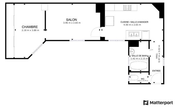 Appartement Paris 3 pièces 37.5 m2