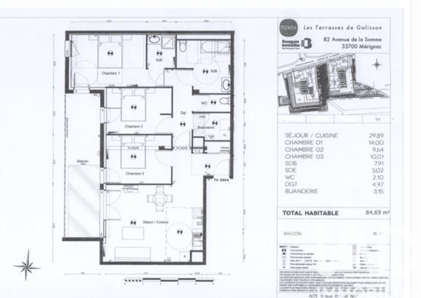 Appartement à vendre 4 pièces 85 m² Mérignac
