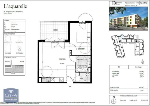 Appartement à louer 2 pièces 43.85m²
