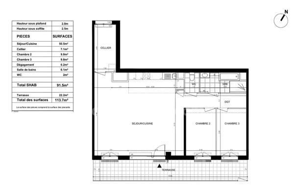 Appartement à vendre 3 pièces CERGY (95)