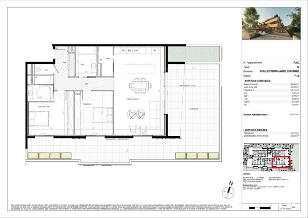 Appartement T3 à vendre  3 pièces - 100,97 m 2   BAILLARGUES  - 34