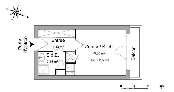 Location Studio 21.42 m² - Poitiers 86000