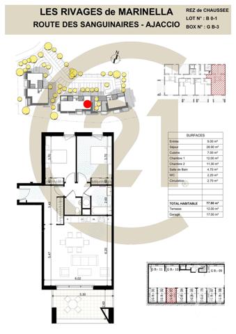 Appartement F3 à vendre  3 pièces - 77,80 m2 AJACCIO - 201