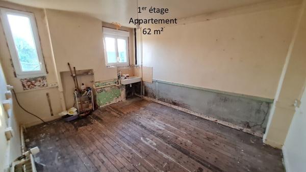 Maison 119m² hab, 2 appart (57 et 62 m²) + dép / 1290m² de terrain
