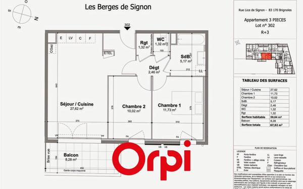 Appartement à vendre    3 pièces • 59,64 m2 Brignoles