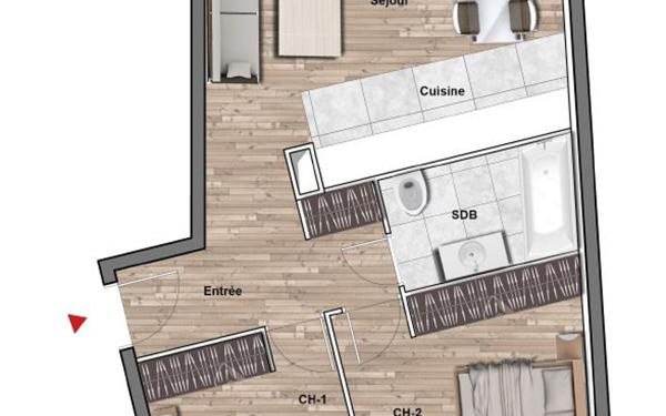 Appartement à vendre    3 pièces • 56,45 m2 La Ferté-Alais