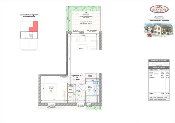Appartement Neuf - Ballan Mire 2 pièce(s) 41.17 m2 - Jardin et parking