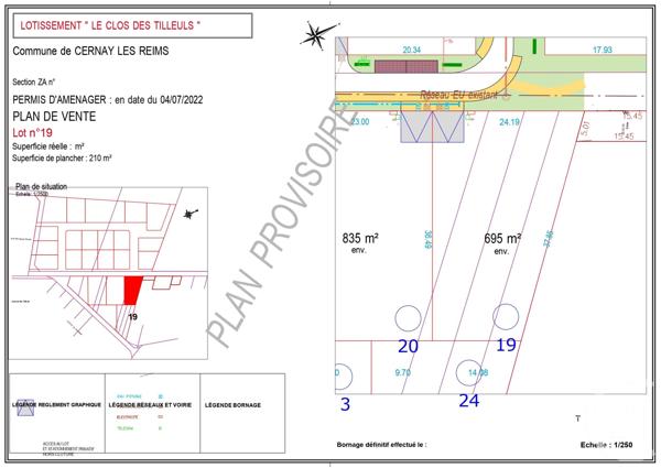 Terrain à vendre  695 m2 CERNAY LES REIMS - 51