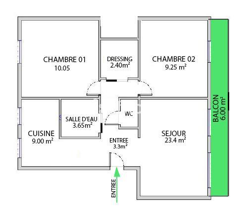 Appartement 3 pièces - 67 m²