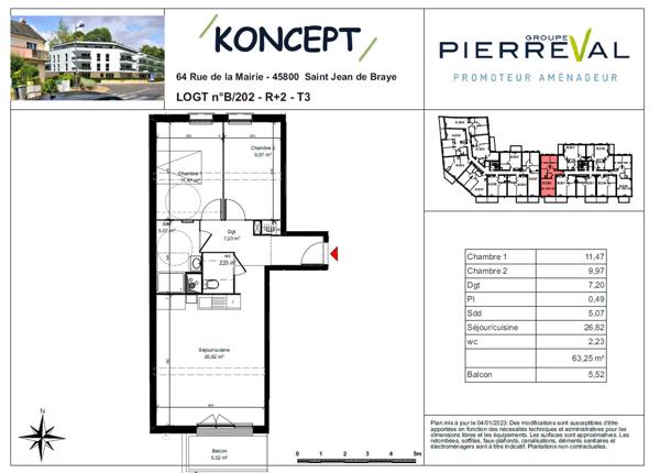 B202 - Appartement neuf Saint Jean De Braye 3 pièce(s) 63.25m²