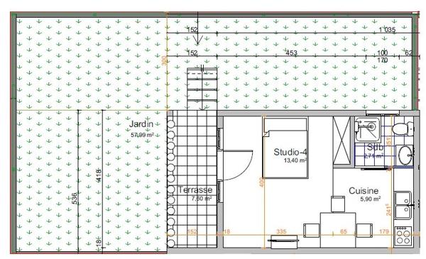 appartement T1 avec jardin