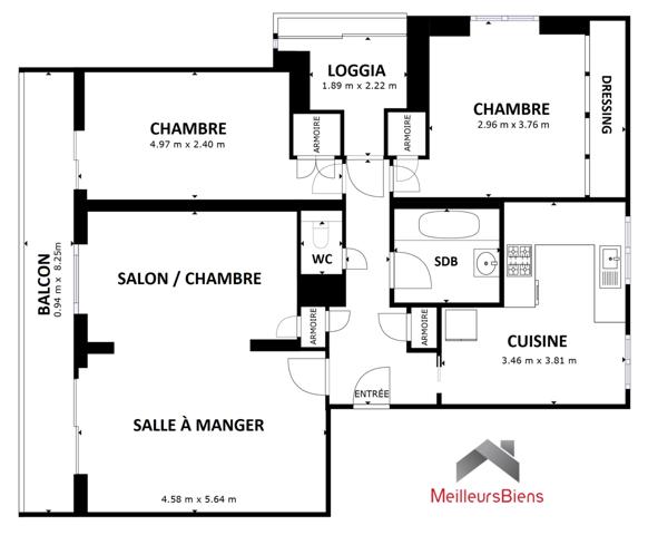 4 pièces 70 m² avec balcon et loggia