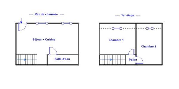 maison F3 de 54 m2 avec cour