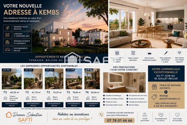 T3 & T4 neufs disponibles à Kembs
