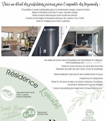 Appartement T3 à vendre  3 pièces - 80,70 m2 ST RENAN - 29