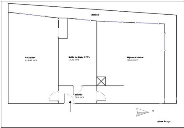 Appartement F2 à vendre  2 pièces - 43,75 m2 GENTILLY - 94