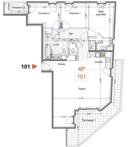 Appartement T4 à vendre  4 pièces - 101,40 m2 CAGNES SUR MER - 06