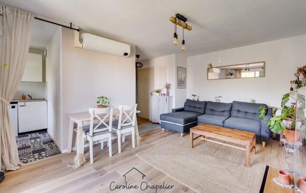 T3, 2 chambres, terrasse, climatisation, 2 places de parking