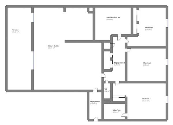 Saint-Germain-en-Laye (78100) A 5 minutes à pied du Tram 13 - Appartement 87 m² 3 ch, terrasse 15m² + 2 parking