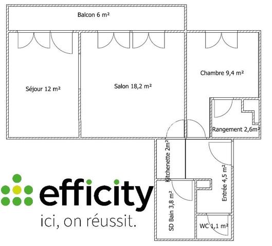 Appartement
         2 pièces
        - 54 m² 77 000 € *