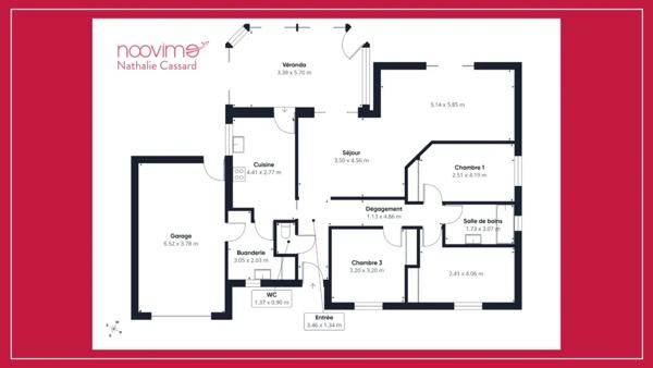 Exclusivité Maison de plain-pied 120 m2 3 chambres, gara