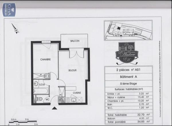 Appartement à vendre 2 pièces 31.94m²
