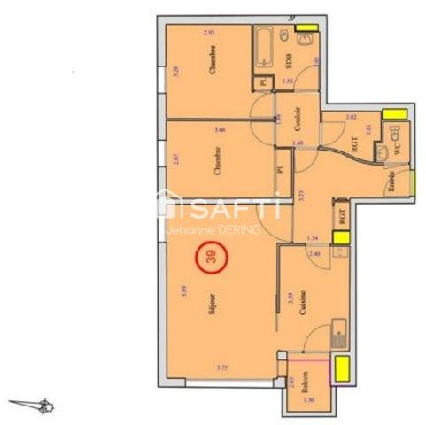 Appartement T3 spacieux de 73m2 au rez-de-chaussée !