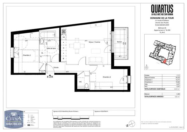 Appartement à louer 3 pièces 63.91m²