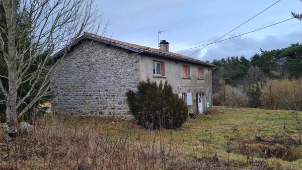 Saint Genest Malifaux 42660 fermette sur deux niveaux comprenant environ 120m² habitables et un garage sur 1,3 hectare de terrain agricole
