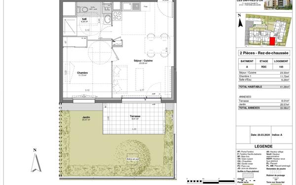 Appartement à vendre    2 pièces • 41,29 m2 Fontaine-lès-Dijon