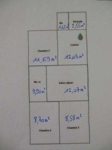 Maison à rénover de 58 m² env. sur terrain de 540 m² env