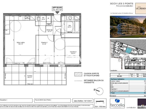 Location Appartement 3 pièces 61.7 m² - 120 AVENUE GENERAL LECLERC Saint Martin Le Vinoux 38950