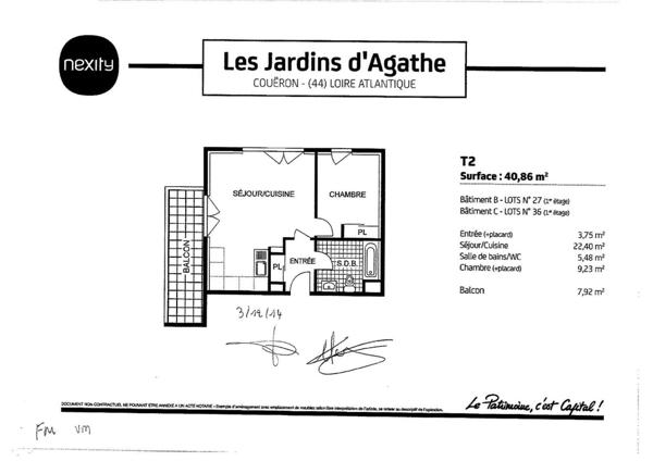 Appartement Récent * 2 Pièces * 40 M² * 44220 CouËron * 470 * 40 * 510,  
Coueron 44220