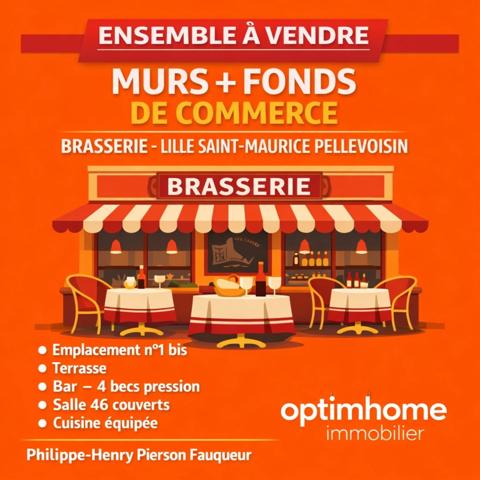 Murs commerciaux + fonds de commerce brasserie à vendre – Lille Saint-Maurice Pellevoisin – Emplacement n°1 bis