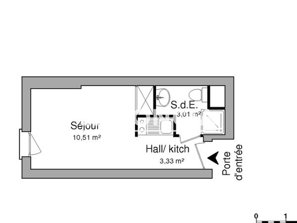 Location Studio meublé 16.85 m² - 49 COURS DE LA REPUBLIQUE Le Havre 76600