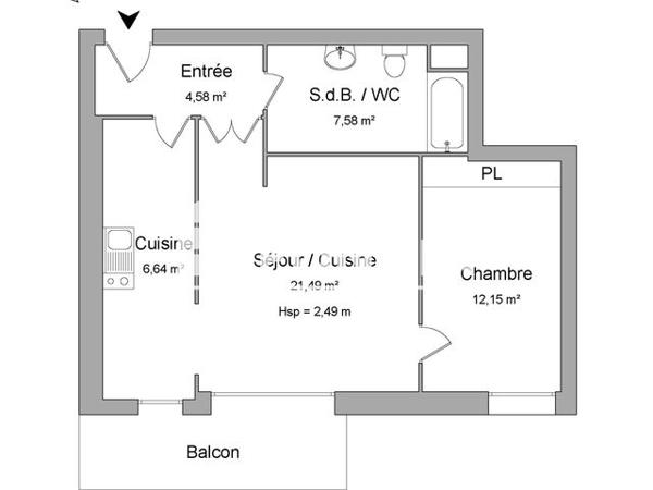 Location Appartement 2 pièces 57 m² - 5/7 RUE VERNOUILLET Reims 51100
