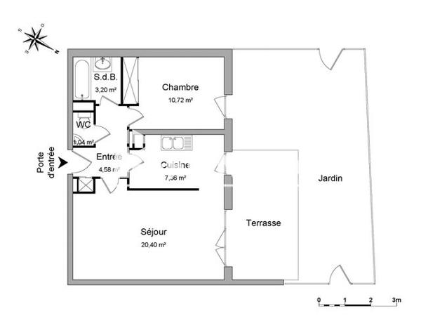 Location Appartement 2 pièces 47.3 m² - 10 AVENUE PIERRE POIVRE - APT 1 - RDC Avrille 49240