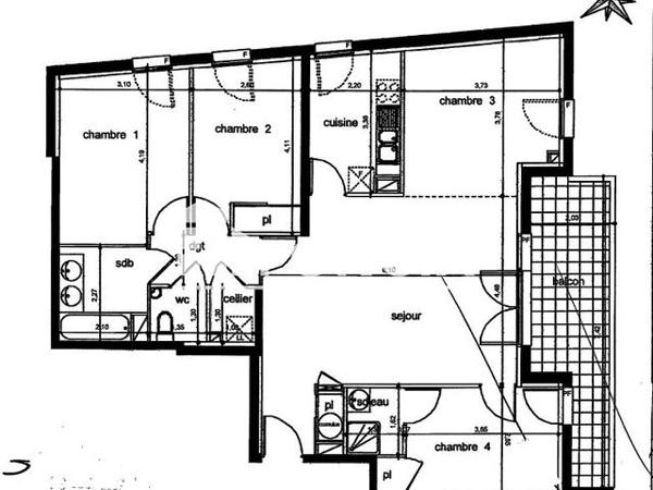 Location Appartement 5 pièces 94.2 m² - LA VIMONA Cugnaux 31270