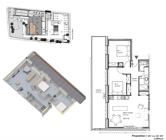 Appartement 3 pièces de 64 m² à Idron (64320)