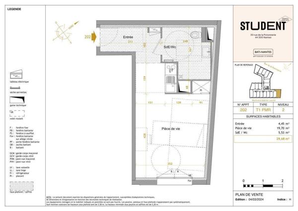 Appartement 1 pièce - 44300 Nantes -  Perverie