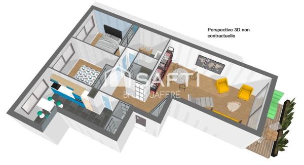 Paris 15 - 3 pièces avec terrasse, 66 m²,  2 CH, terrasse 5,5 m², accès handicapé
