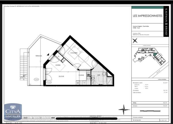 Appartement à louer 2 pièces 42.6m²