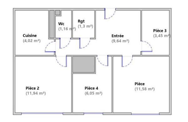 Appartement Paris 3 pièce(s) 50 m2